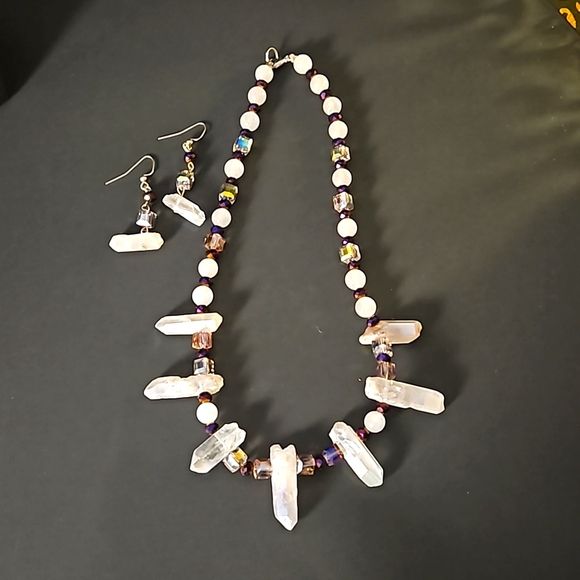 Natural Crystal Quartz Necklace Set - Picture 3 of 4
